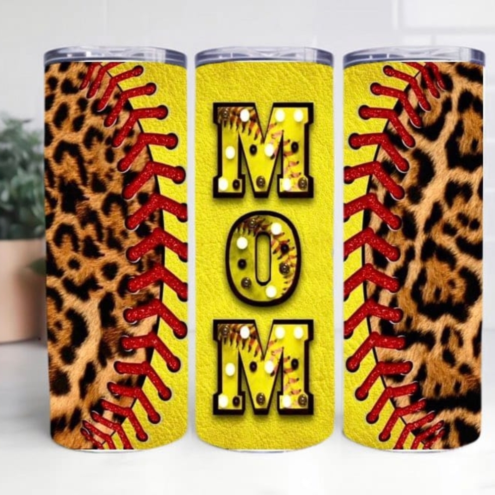 Leopard Print Baseball Mom Tumbler